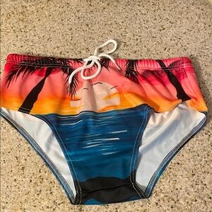 Tropical Sunset Swim Trunks size large